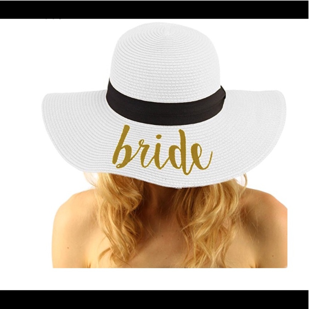 UPF50 white floppy w/ good embroidered ‘Bride’